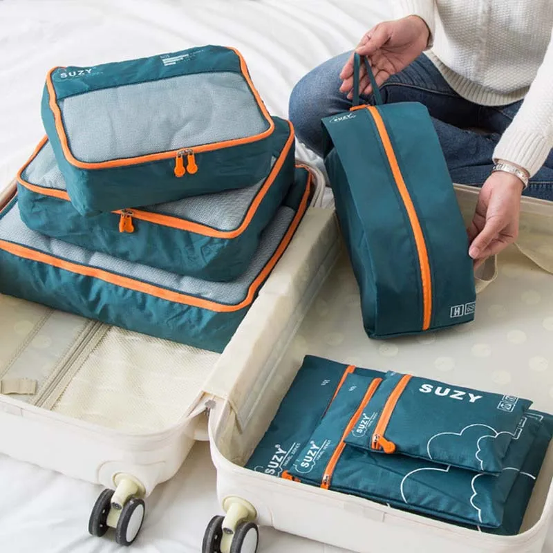 Foldable Rolling Luggage Bag - Ensemble de 7/6 pièces, organisateur de