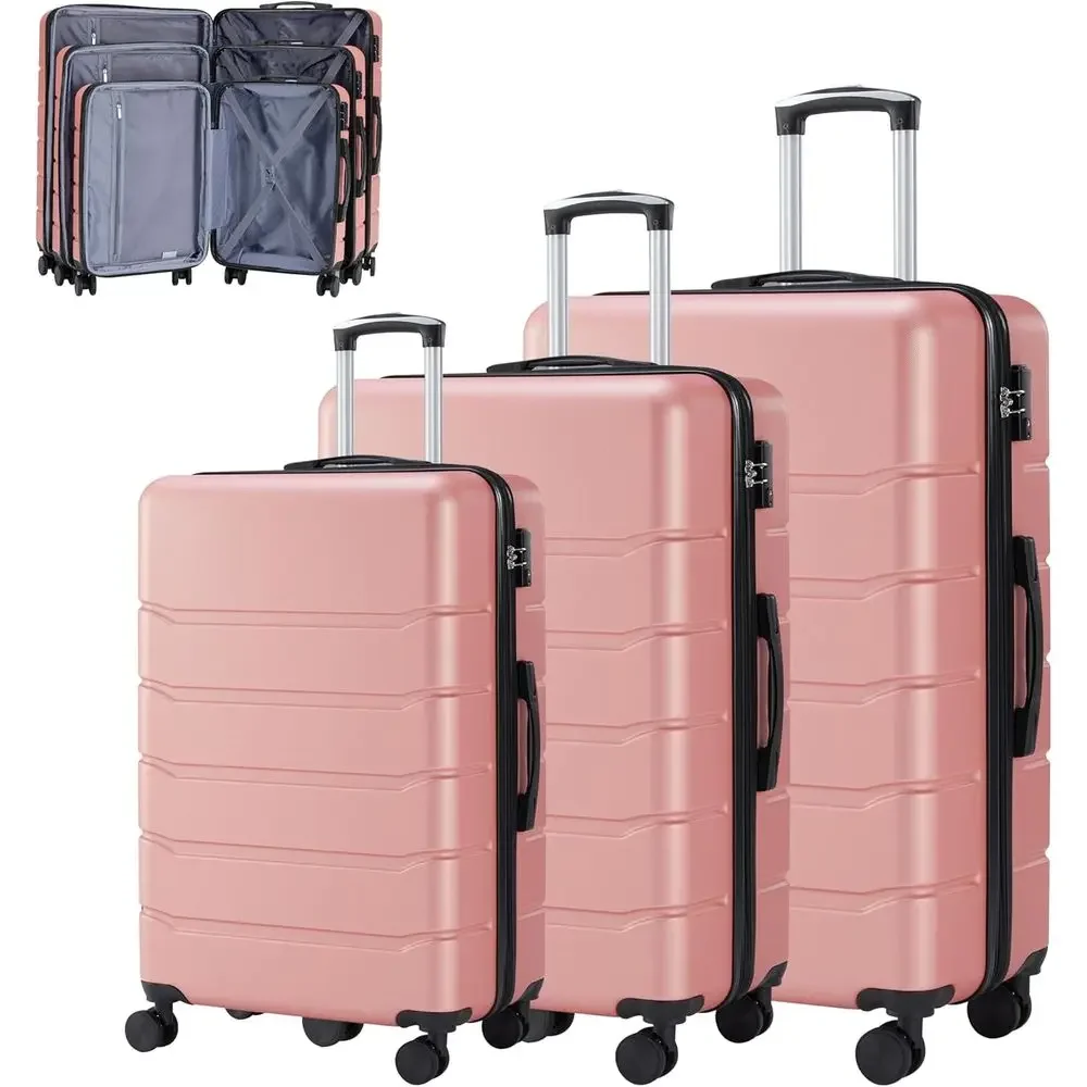 Expandable Hard Shell Luggage Set - Ensemble de 3 valises grandes avec