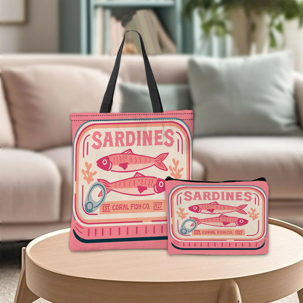Cosmetic Bags - Sac à main rose sardines fantaisistes,