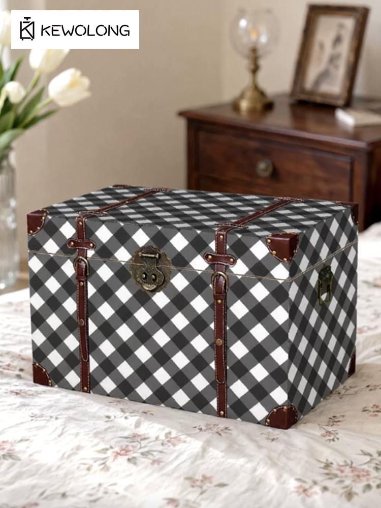 Boîte de rangement en bois à m - Retro Vintage Trunk Suitcase avis et prix