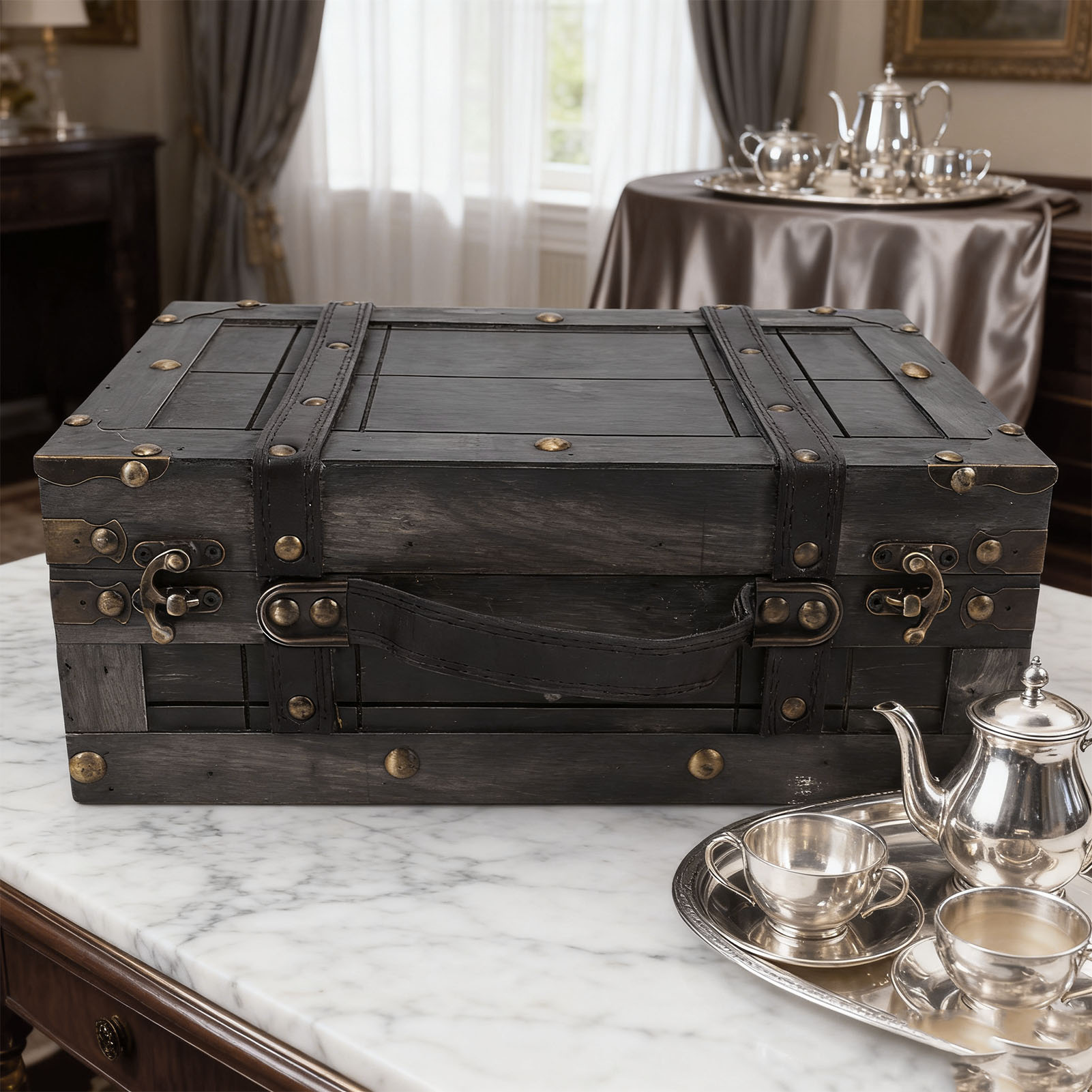 Coffre de rangement en bois vi - Retro Vintage Trunk Suitcase avis et prix