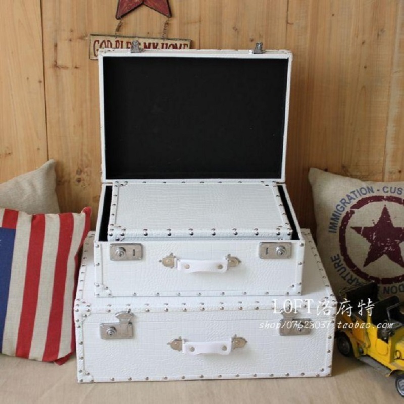 Valise de voyage en cuir motif - Retro Vintage Trunk Suitcase avis et prix