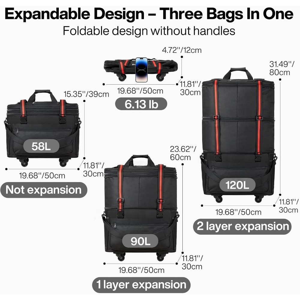 Sac de voyage pliable et exten - Foldable Rolling Luggage Bag avis et prix