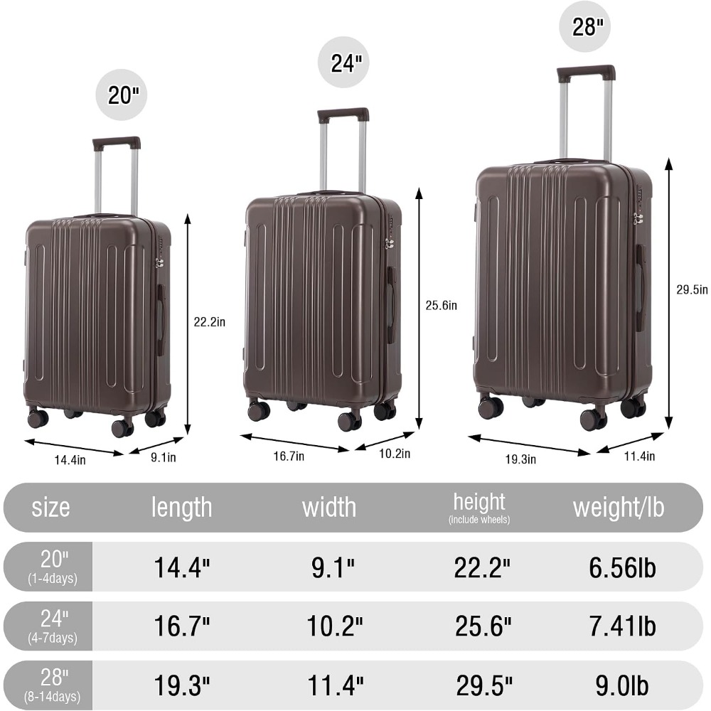 Ensemble de 3 valises rigides  - Expandable Hard Shell Luggage Set avis et prix